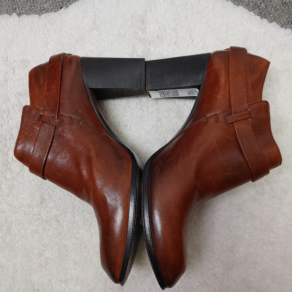 CNC Costume National Cognac Leather Ankle Booties with Buckle Strap - Picture 3 of 11